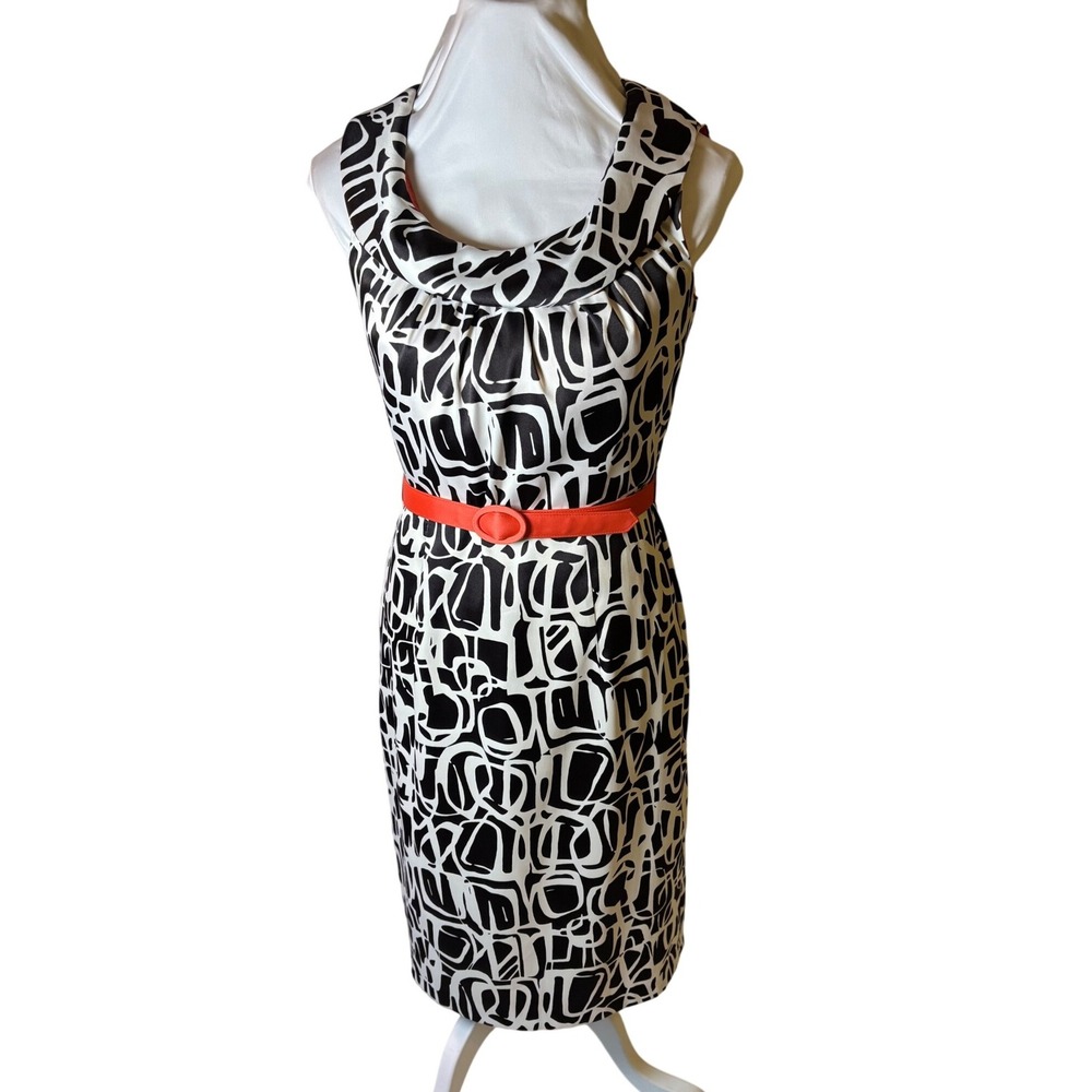 Y2K Black & White Geometric Sleeveless Dress‎ - Size 4 dressbarn